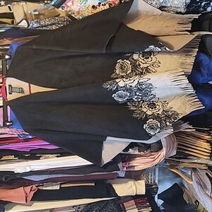 Eivissa Womans Cape Open Front Black Tan Reversible Size ONe Size Ladies LN